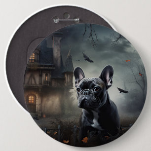 Chapa Redonda De 15 Cm French Bulldog Halloween Aterrador