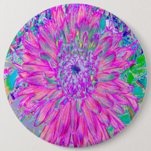 Chapa Redonda De 15 Cm Frio Dahlia Floral Artístico de Color Rosa, Azul y
