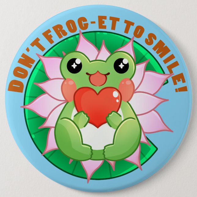 Chapa Redonda De 15 Cm Frog Love – Cute Motivational Art (Anverso)