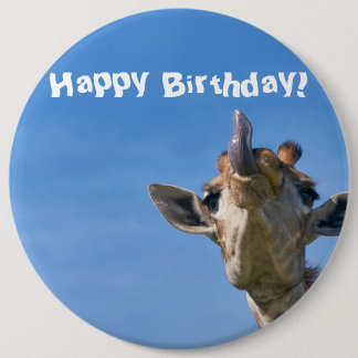 Chapa Redonda De 15 Cm Funny Giraffe Feliz cumpleaños