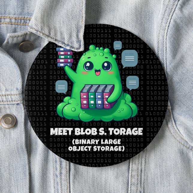 Chapa Redonda De 15 Cm Funny Meet Blob S. Torage Binary Background (In situ)