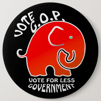Chapa Redonda De 15 Cm G.O.P. Elephant Menos Gobierno (Botón)