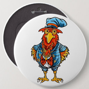 Chapa Redonda De 15 Cm Gallo de Dibujos Animados Divertido y Mandón