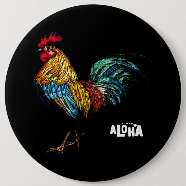 Chapa Redonda De 15 Cm gallo de gallina hawaii aloha hawaiian 157 (Anverso)