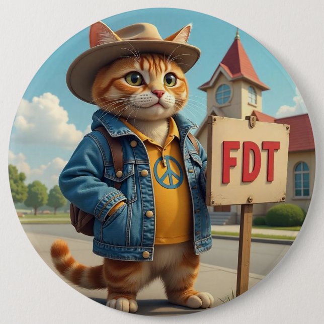 Chapa Redonda De 15 Cm Gato de Guay dice que el FDT es político (Anverso)