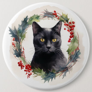 Chapa Redonda De 15 Cm Gato negro Navidades de gatito comieron gatito fes