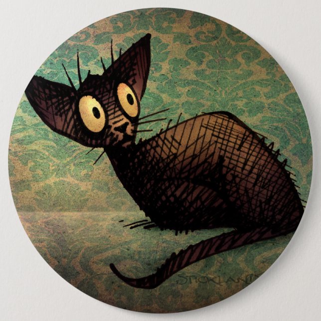 Chapa Redonda De 15 Cm Gato oriental negro lindo (Anverso)