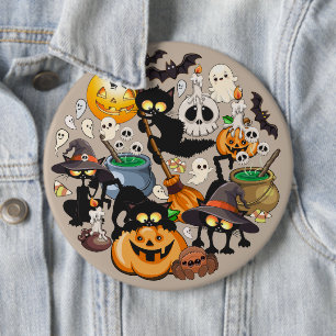 Chapa Redonda De 15 Cm Gatos divertidos de Halloween en una fiesta