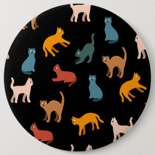 Chapa Redonda De 15 Cm Gatos en negro