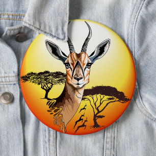 Chapa Redonda De 15 Cm Gazelle Animal salvaje Antelope africano