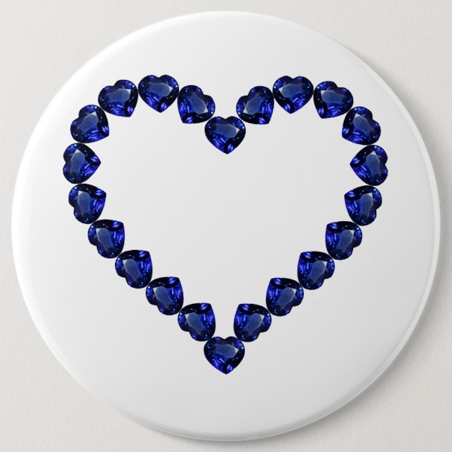 Chapa Redonda De 15 Cm Gemstone Sapphire Blue Heart (Anverso)