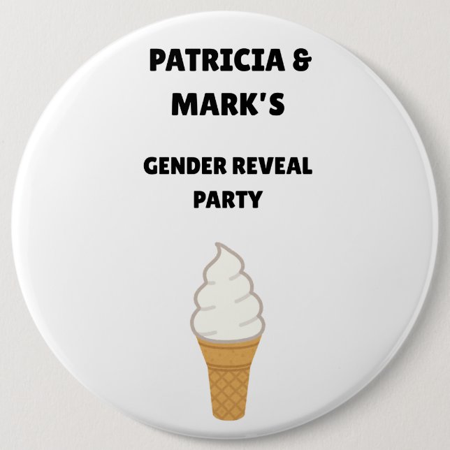 Chapa Redonda De 15 Cm Gender Reveal Ice Cream Party (Anverso)