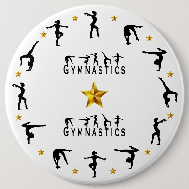 Chapa Redonda De 15 Cm Gimnasia, mujeres, estrellas del oro (Anverso)