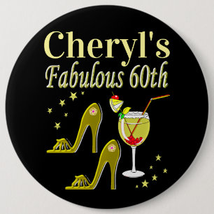 CHAPA REDONDA DE 15 CM GLITZY GOLD 60TH BIRTHDAY PARTY