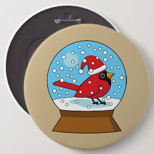 Chapa Redonda De 15 Cm Globe de nieve con cardenal rojo curado