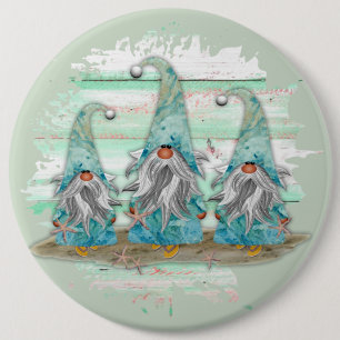 Chapa Redonda De 15 Cm Gnomes Tropical Blue Watercolor Beach