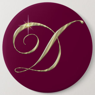 Chapa Redonda De 15 Cm Gold Monogram Letter D Initials