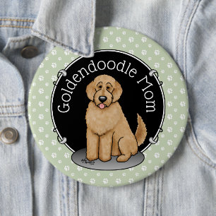 Chapa Redonda De 15 Cm Goldendoodle Mom Doodle Mom (rojo dorado)