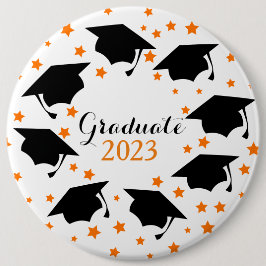Chapa Redonda De 15 Cm Gorra negra de escuela de posgrado con estrella