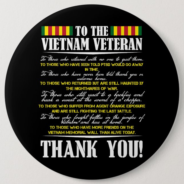 Chapa Redonda De 15 Cm Gracias A Los Veteranos De Vietnam Valientes Guerr (Anverso)