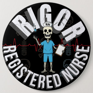 Chapa Redonda De 15 Cm Gracioso Rigor RN Skeleton Med Halloween Skull Art