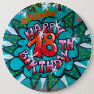 Chapa Redonda De 15 Cm Graffiti feliz 18 de cumpleaños