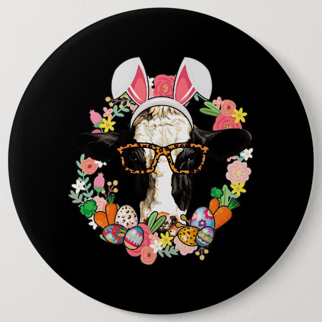 Chapa Redonda De 15 Cm Granjero de vacas fritas feliz granjero de pascua (Anverso)