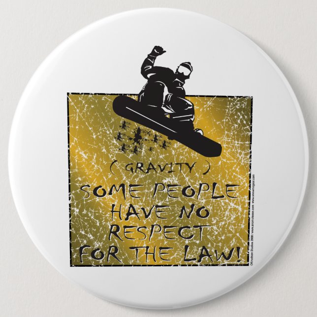 Chapa Redonda De 15 Cm Gravity-Snowboarder (Anverso)