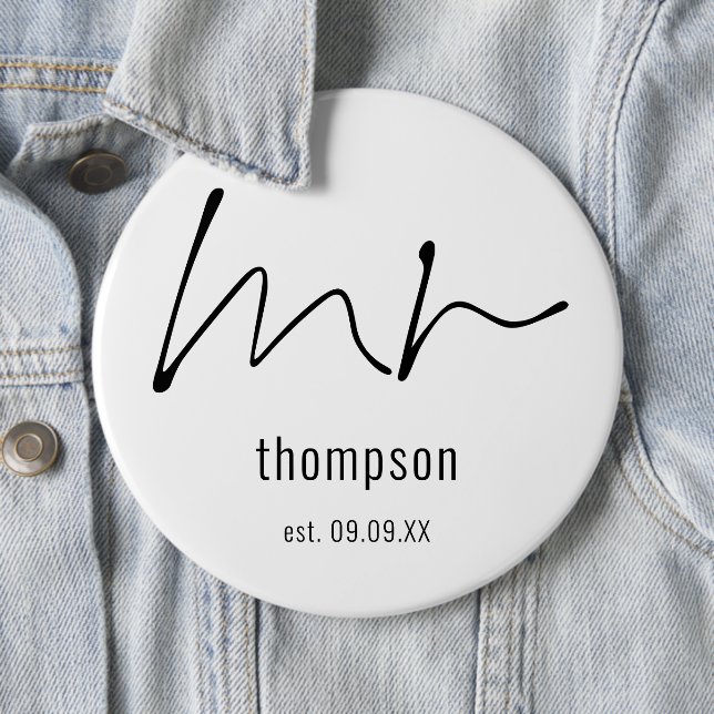 Chapa Redonda De 15 Cm Groom Mr. Name Script Bridal Pre Boda Gift (In situ)