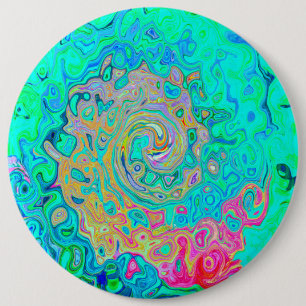 Chapa Redonda De 15 Cm Groovy Abstract Retro Arcoiris Liquido Swirl