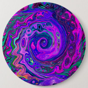 Chapa Redonda De 15 Cm Groovy Abstracto Retro Remolino Magenta y Púrpura