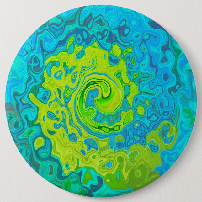 Chapa Redonda De 15 Cm Groovy Chartreuse y Aquamarine Liquid Swirl (Anverso)