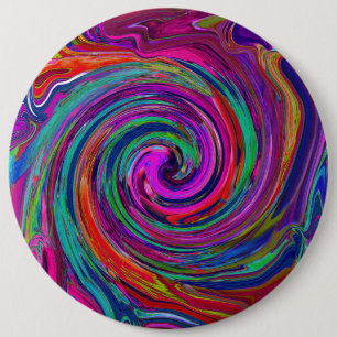 Chapa Redonda De 15 Cm Groovy Resumen Retro Magenta Bañada Arcoiris Oscur