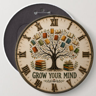 Chapa Redonda De 15 Cm Grow Your Mind Book Reading Teacher Gift