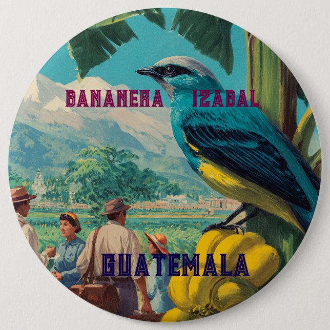 Chapa Redonda De 15 Cm GUATEMALA, BANANERA IZABAL Retro poster (Anverso)