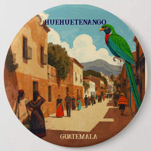 Chapa Redonda De 15 Cm GUATEMALA, HUEHUETENANGO Retro poster (Anverso)