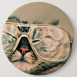 Chapa Redonda De 15 Cm Guay Kitty en gafas sobredimensionadas