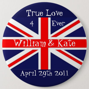 Chapa Redonda De 15 Cm Guillermo y Kate-Boda+Union Jack