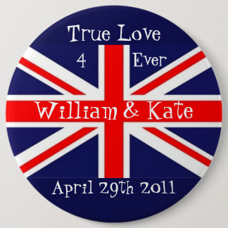 Chapa Redonda De 15 Cm Guillermo y Kate-Boda+Union Jack