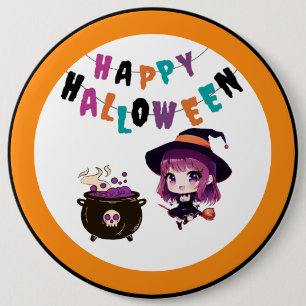 Chapa Redonda De 15 Cm Halloween/bruja/otoño/octubre