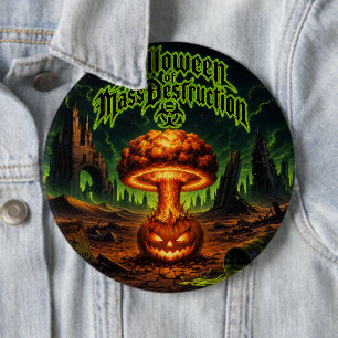 Chapa Redonda De 15 Cm Halloween de Destrucción Masiva Calabaza Radioacti