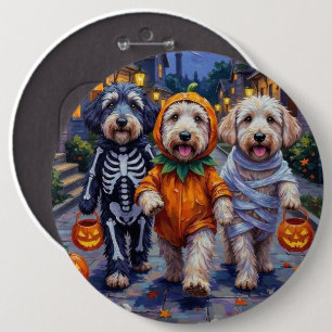 Chapa Redonda De 15 Cm Halloween de perros pastores ingleses viejos trick
