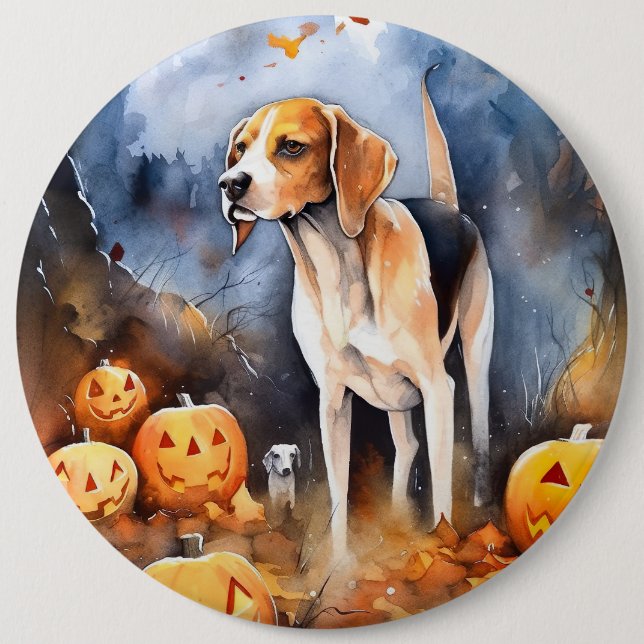 Chapa Redonda De 15 Cm Halloween Foxhound American English con calabazas (Anverso)