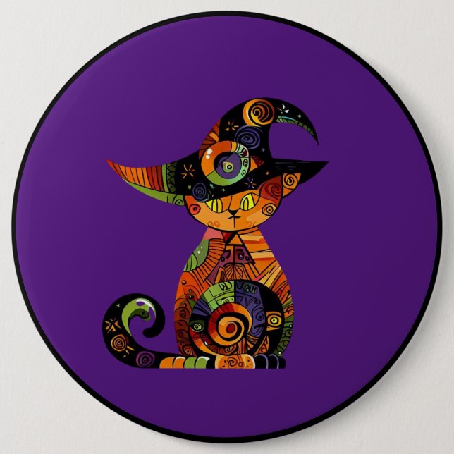 Chapa Redonda De 15 Cm Halloween/mística/gato/otoño (Anverso)