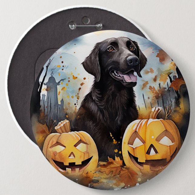 Chapa Redonda De 15 Cm Halloween Nueva Escocia con calabazas asustadas (Anverso y reverso)