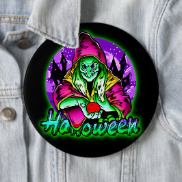 Chapa Redonda De 15 Cm Halloween Spooky Green Witch Magic Gorra Apple