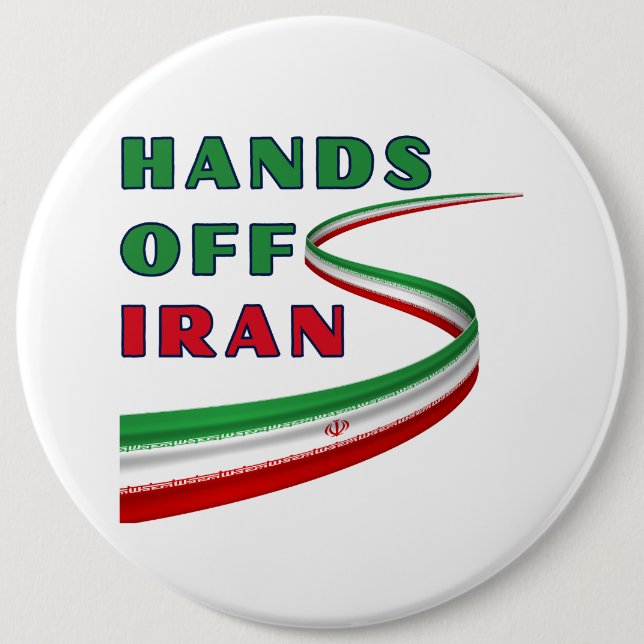 Chapa Redonda De 15 Cm Hands Off Iran (Anverso)