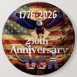 Chapa Redonda De 15 Cm Happy Birthday USA 250 Years 