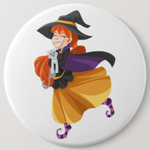 CHAPA REDONDA DE 15 CM "HAPPY HALLOWEEN" WITCH