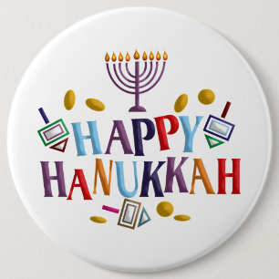 Chapa Redonda De 15 Cm Happy Hanukkah